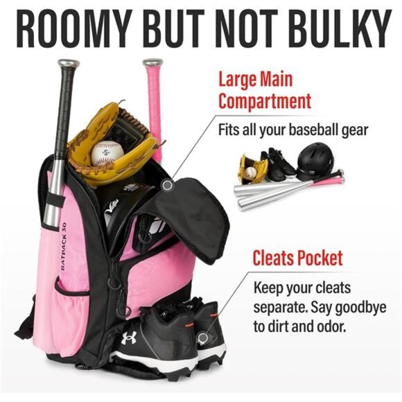 Baseball Bag - Backpack for Baseball, Softball, Tball - Adults & Youth Bat Bag main image 5
